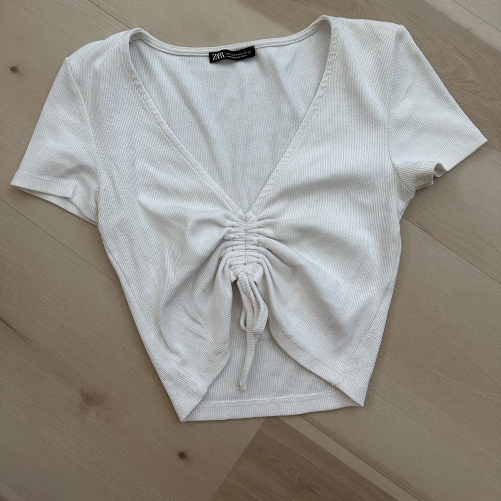 White zara cropped top
